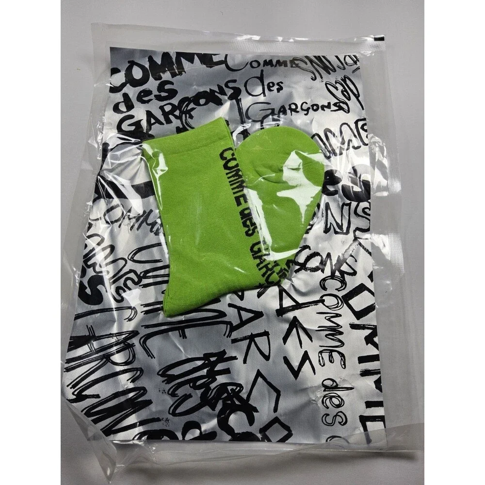 Comme des Garcons Logo Bright Green Socks Japan Size S